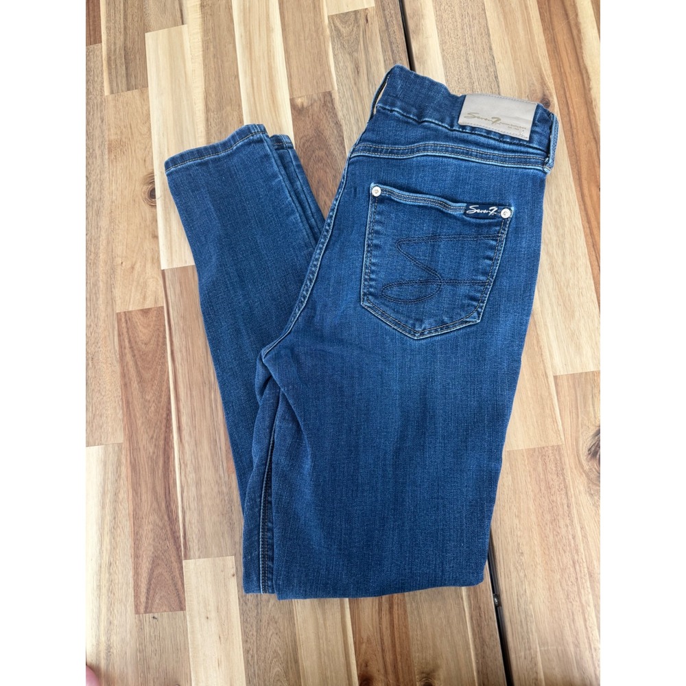 Seven7 Tummy Less High Rise Skinny Jeans Dark Wash Blue Womens 6